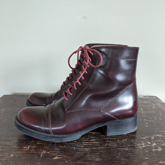 David Tyler Burgundy Leather Lace Up Boot - Picture 3 of 11